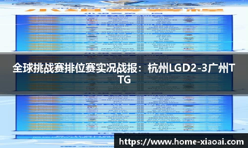 全球挑战赛排位赛实况战报：杭州LGD2-3广州TTG